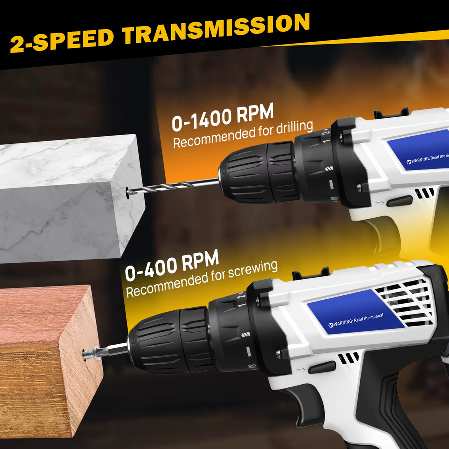 Kompakter Akku-Elektroschrauber und Handbohrer-Set mit 16,8V, 45 N.m Drehmoment, LED-Licht und 1,5Ah Akku inklusive Plastikbox - Bild 5