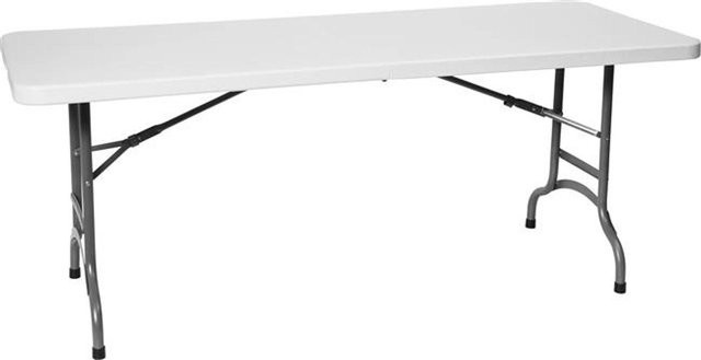 Hendi Klappbarer Bankettisch aus HDPE-Polyethylen in Weiß, B/T: 183 x 75 cm, belastbar bis 150 kg - Bild 1