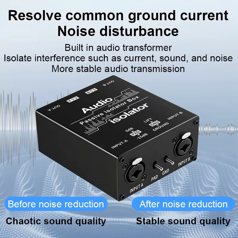 TITAK XLR-Erdungsschleifenisolator in Schwarz: Zweikanaliger Stereo-Audio-Rauschfilter und Hum-Eliminator für Heimstereoanlagen, Auto-Audio und Studiolautsprecher - Bild 7