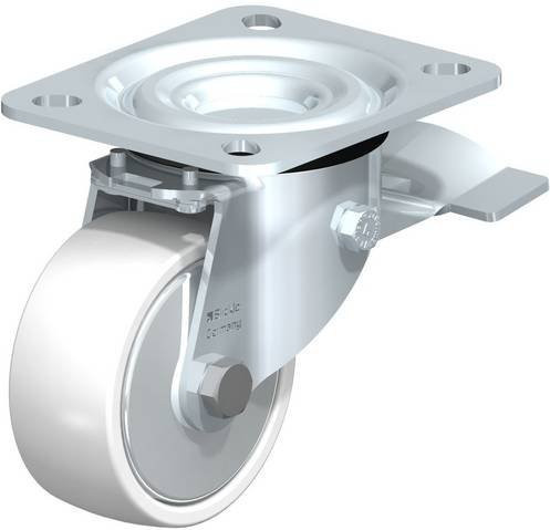 Blickle Lenkrolle L-PO 75R-ST-FA mit Feststeller, Rad-Durchmesser: 75 mm, Tragfähigkeit: 200 kg, verzinkt und weiß - Bild 1