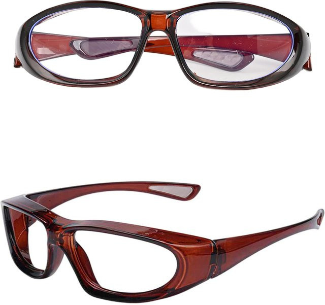 VOPHA Anti-Sand-Windschutzbrille HM4 mit klarem Glas und braunem Gestell für Outdoor-Sport und Arbeit - Bild 1