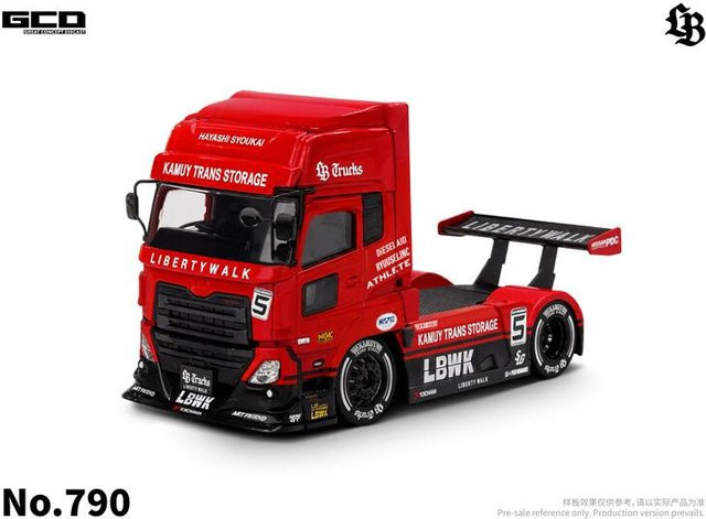 Bburago UD & LBWK LB-Trucks UD QUON Head Super Silhouette, Modellauto, Rot Schwarz, 1:64 - Bild 1