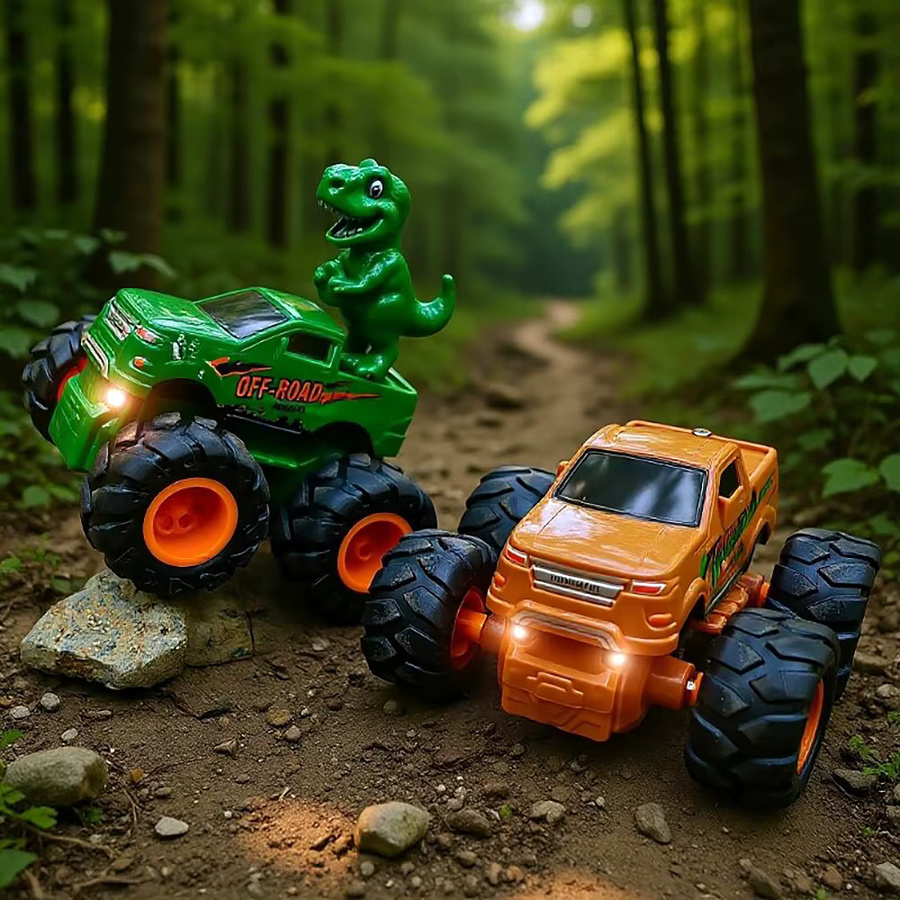 TONERJU Leuchtende Monster-Truck-Spielzeuge, Rückziehautos, 4er-Pack - Bild 3