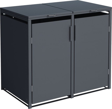 DEGAMO Mülltonnenbox MÜNCHEN aus Stahl für 2x 120 Liter Tonnen, Farbe Anthrazit, B/T/H: 115 x 62 x 102 cm