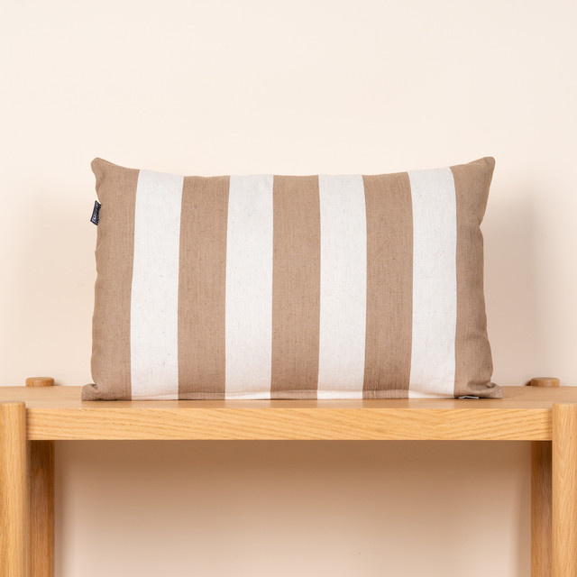 BLUME2000 Kissen Gestreift Modern Rechteckig Hellbraun/Beige B/H: 35 x 35 cm - Bild 1