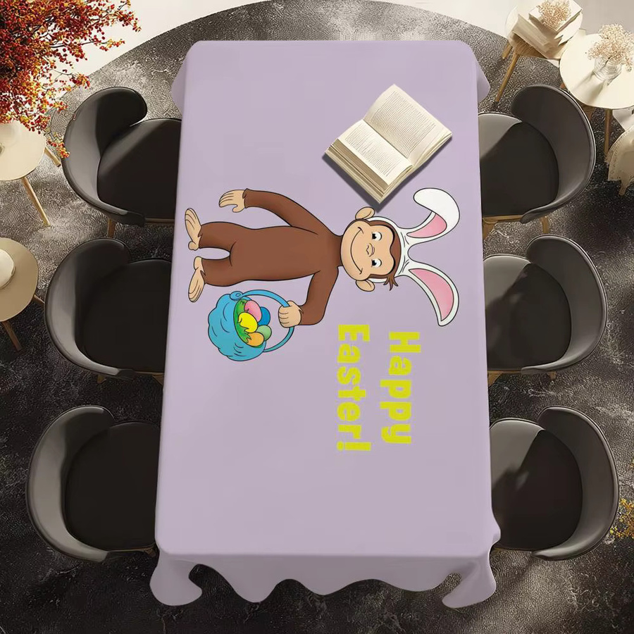 Schmutzabweisende G-George Cartoon-Tischdecke aus Polyester in Schwarz und Lila, rechteckig - Bild 2