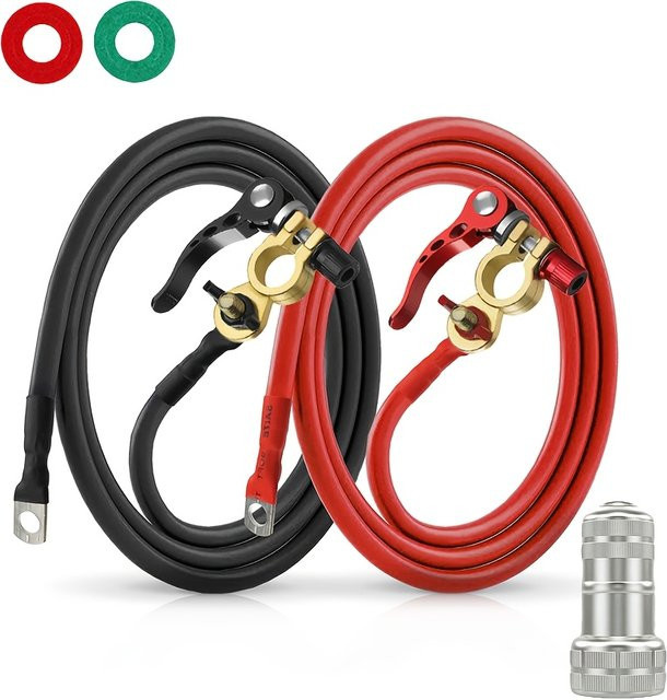 Kfz-Batterieklemmenpfosten Paar aus Messing in Gold für Autos und Motorräder, 12AWG/10AWG/8AWG - Bild 1