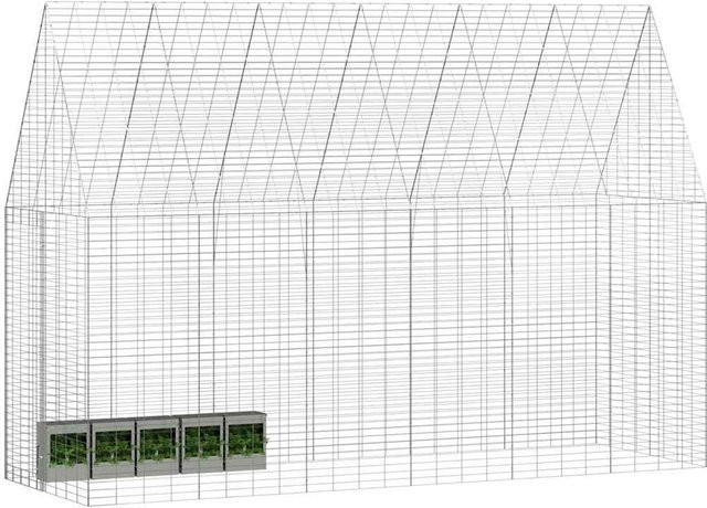 Kaninchenstall Yiwydaa aus verzinktem Stahl in Silber, B/T/H: 300 x 100 x 210 cm - Bild 1
