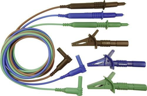 Cliff CIH29915 Sicherheits-Messleitungs-Set mit 4mm Steckern und 1.50m Prüfspitzen in Blau, Grün und Braun - Bild 1
