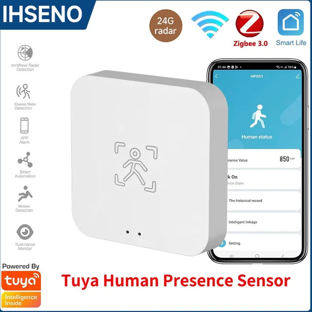 Tuya Zigbee WiFi 24G mmWave Menschliche Anwesenheit Sensor Radar Detektor mit APP Steuerung für dein Smart Home in Weiß - Bild 1