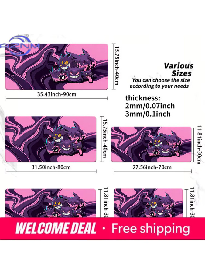 Potdemiel Gengar Family Pink Swirl Gaming-Mauspad rutschfeste Schreibtischunterlage in Pink - Bild 7