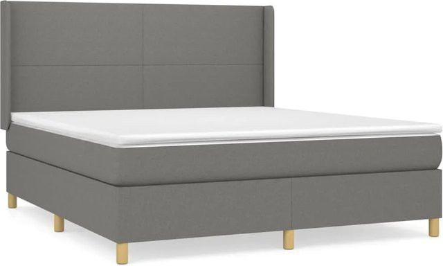 vidaXL Boxspringbett Hybrid mit Matratze und Kopfteil, Farbe Grau, B/T/H: 180 x 200 x 183 cm - Bild 1