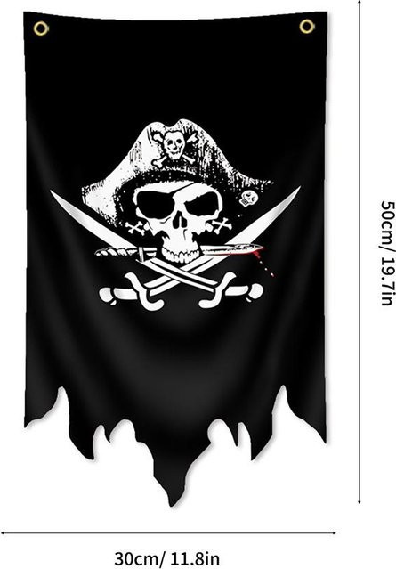 Binchi Outdoor Product Jolly Roger Piraten Flagge Schwarz, B/H: 50 x 30 cm - Bild 1
