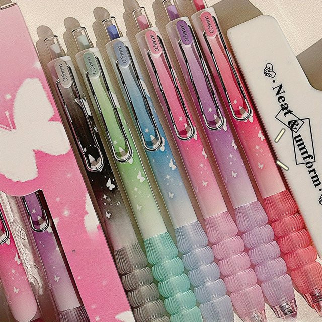 6 Stück Gel-Tintenstifte mit Schmetterlings-Design, 0,5 mm Spitze, schwarze Tinte, bunte Schreibstifte für Schule und Büro - Bild 1