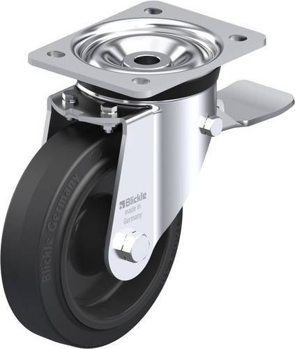 Blickle Lenkrolle LK-POEV 160XR-ST mit Feststeller in Schwarz und Silber, Rad-Durchmesser: 160 mm, Tragfähigkeit: 400 kg - Bild 1