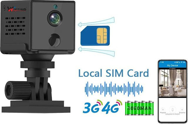 Wistino 3MP Mini Überwachungskamera mit 4G SIM-Karte und Bewegungserkennung für die Innenraumüberwachung und als Babyphone - Bild 1