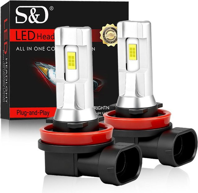 2 Stück LED Nebelscheinwerfer und Tagfahrlicht Birnen H11 H8 H9 9005 HB3 9006 HB4 mit CSP Chip in Weiß 6000K grau - Bild 1