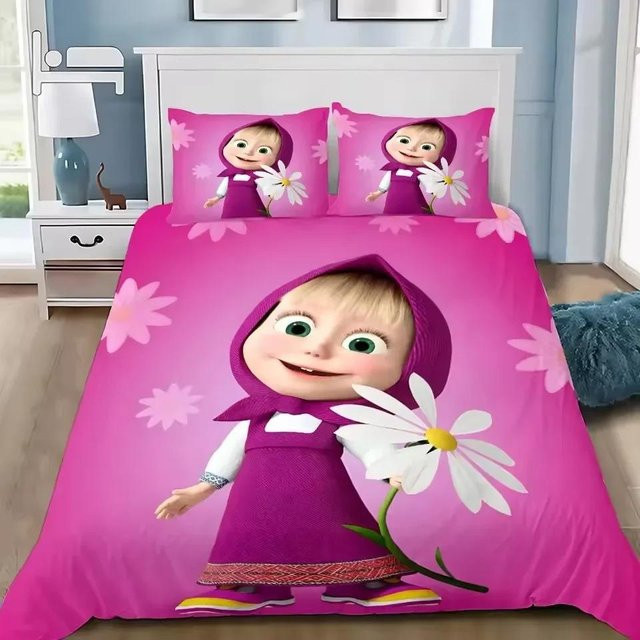 Softura Bettwäsche-Set Masha und die Bären mit Kissenbezug und Reißverschluss, Farbe: pink, B/H: 200 x 200 cm - Bild 1