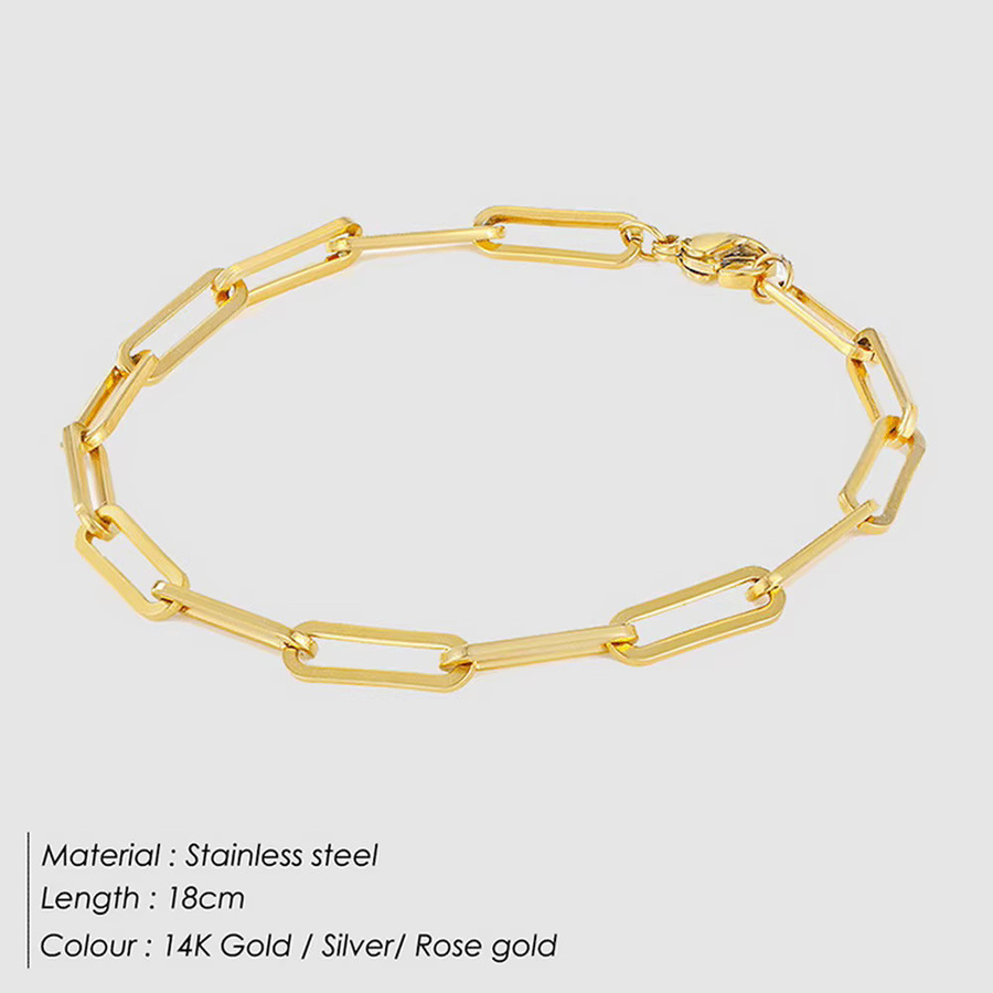 St.delan Kettenarmband Edelstahl, 14K Vergoldet, Gold, Damen - Bild 5