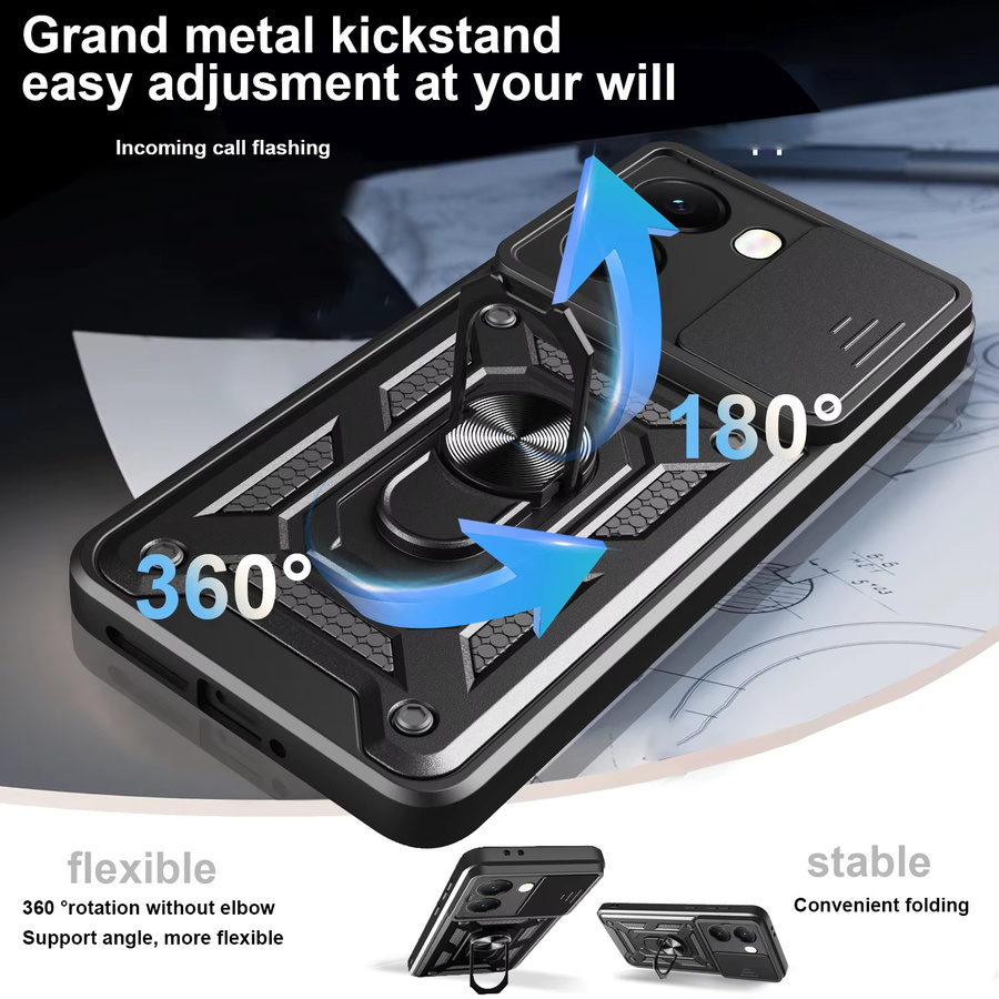 Xiaomi POCO X8 Pro Max X7 Pro X6 X7 Panzerhülle mit Kameraschutz und Ringständer in Schwarz - Bild 5