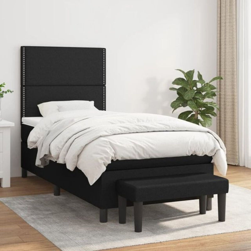 Vidaxl Boxspringbett mit Matratze in Schwarz aus Stoff, B/B: 90 x 200 cm - Bild 1