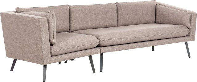 Beliani Gartensofa LORETELLO L-Form in Beige und Grau mit UV-beständigem Polsterstoff und abnehmbaren Bezügen, Höhe: 76 cm, Breite: 243 cm, Tiefe: 70 cm - Bild 1