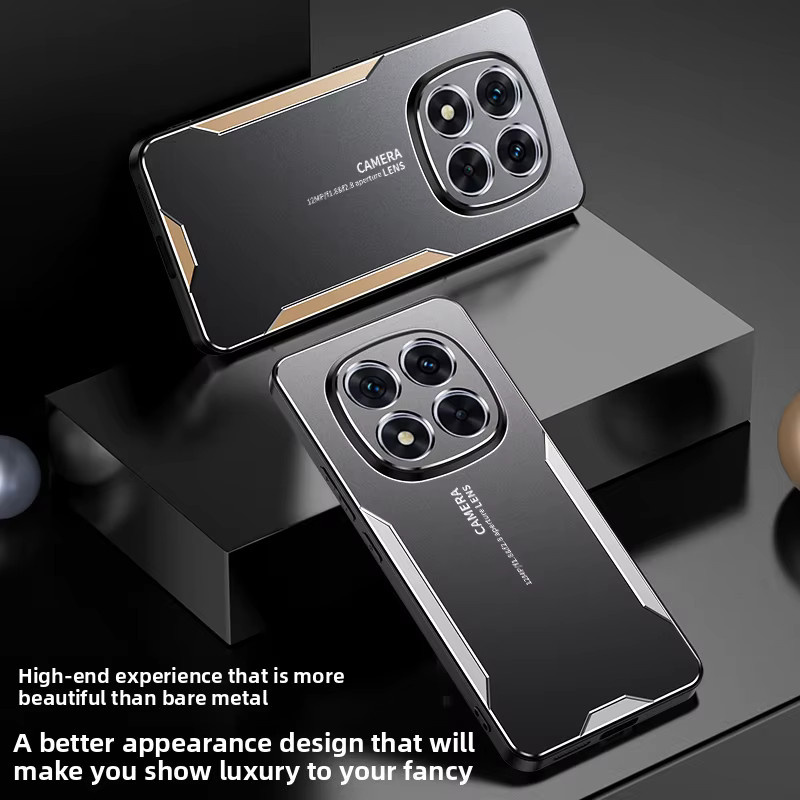 Stoßfeste Silikon-Schutzhülle aus Aluminiumlegierung und Hartmetall für Redmi 14C Note 14 15 Pro Plus 5G 4G in Schwarz und Gold mit mattem Finish - Bild 4