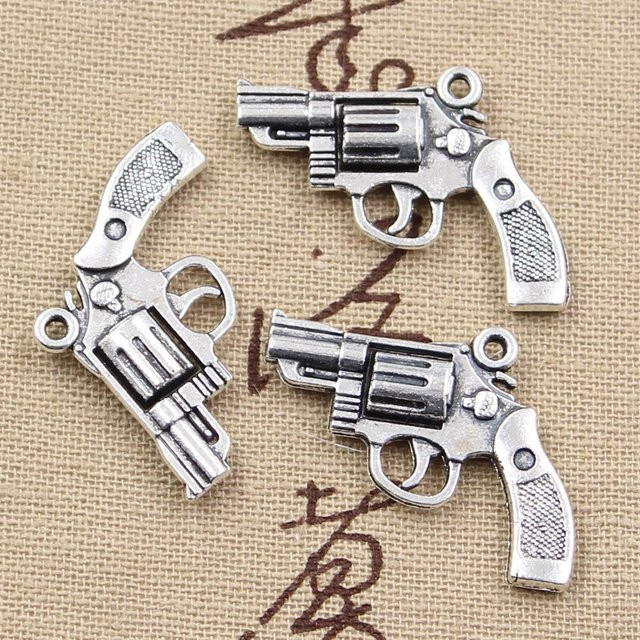 hroryn Anhänger Pistole Revolver, Bronze, Vintage, Unisex - Bild 1