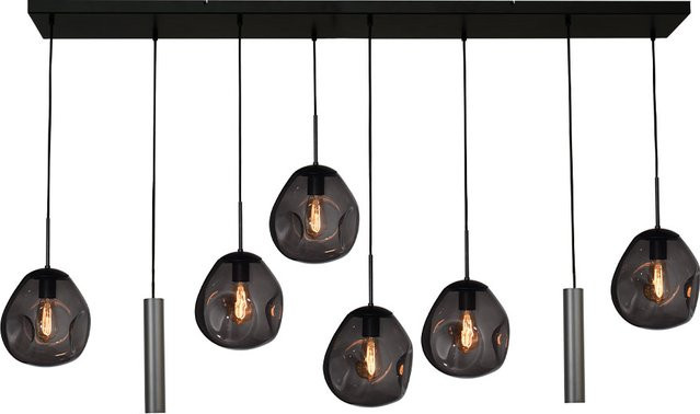Masterlight Lava 6/2 Pendelleuchte 8-flammig in Schwarz Matt mit rauchgrauem Glas - Bild 1