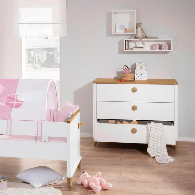 Paidi Wickelkommode Lotte & Fynn in Kreideweiß mit Eiche Massivholz und Soft-Close-System, B/T/H: 93 x 56,5 x 119 cm - Bild 1