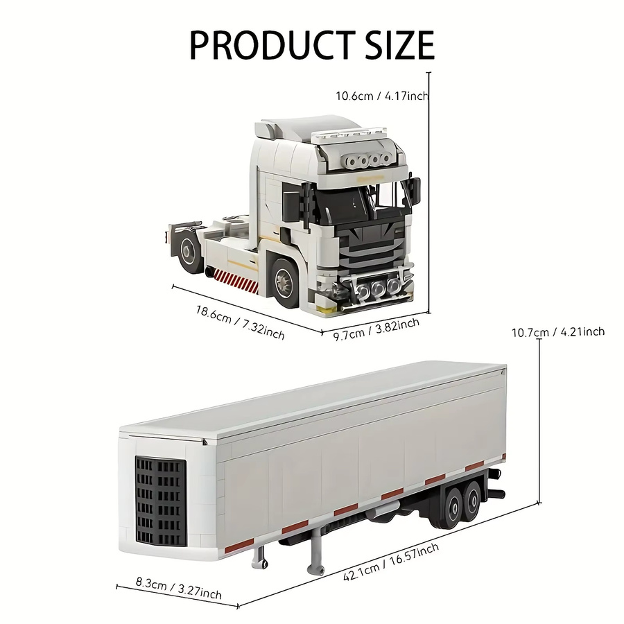 Urban Traffic Logistics 2-in-1 Bausteine-Set mit europäischem Anhänger und Kofferwagen in Weiß - Bild 4