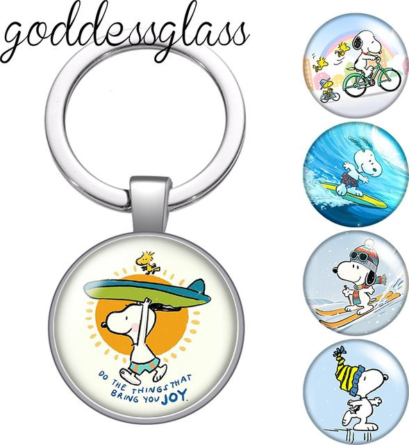 MINISO Schlüsselanhänger Snoopy, Glas Cabochon, Charms - Bild 1