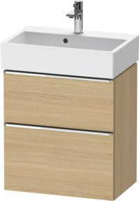 Duravit Waschtischunterschrank D-Neo Compact in Eiche Natur mit Chrom-Details, B/T/H: 58,4 x 37,2 x 62,5 cm - Bild 1