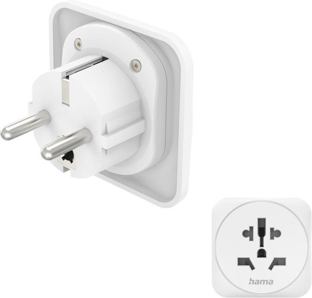 Hama Reiseadapter Typ E und F, 3-polig, universal für Europa, Weiß - Bild 1