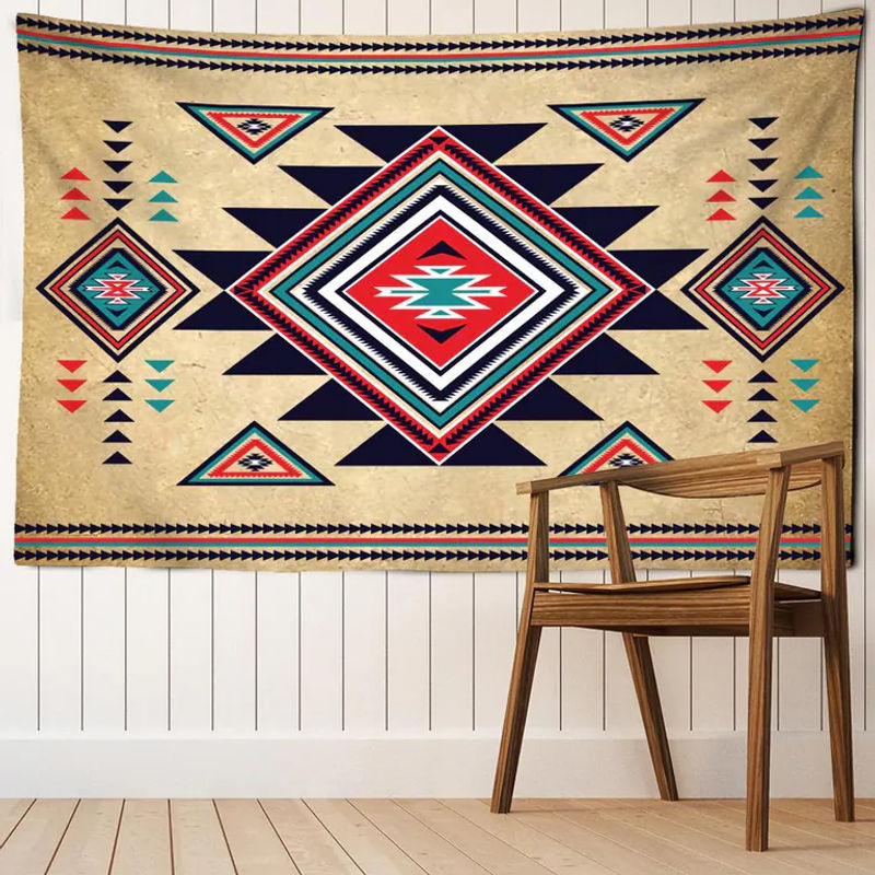 Binchi Outdoor Equipment Wandbehang im Bohemian Style mit geometrischem Diamantmuster, mehrfarbig, B: 200 cm, H: 150 cm - Bild 3