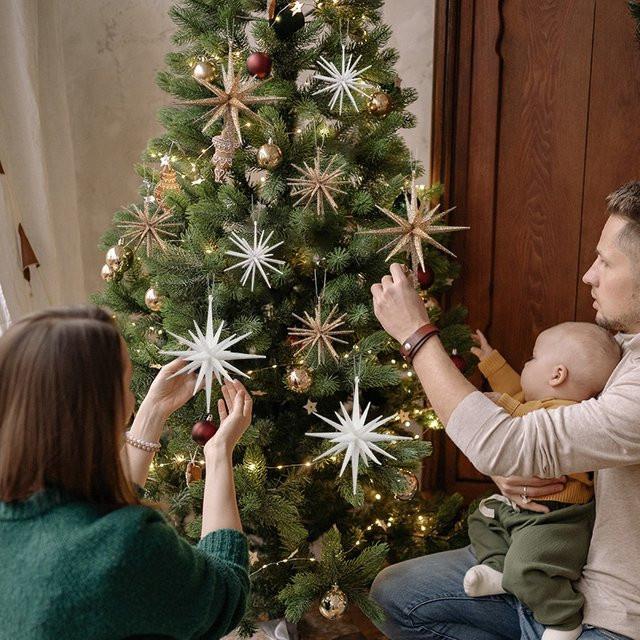ZQNYCY Goldener explodierender Stern als hängende Weihnachtsbaum-Verzierung und Party-Anhänger - Bild 1