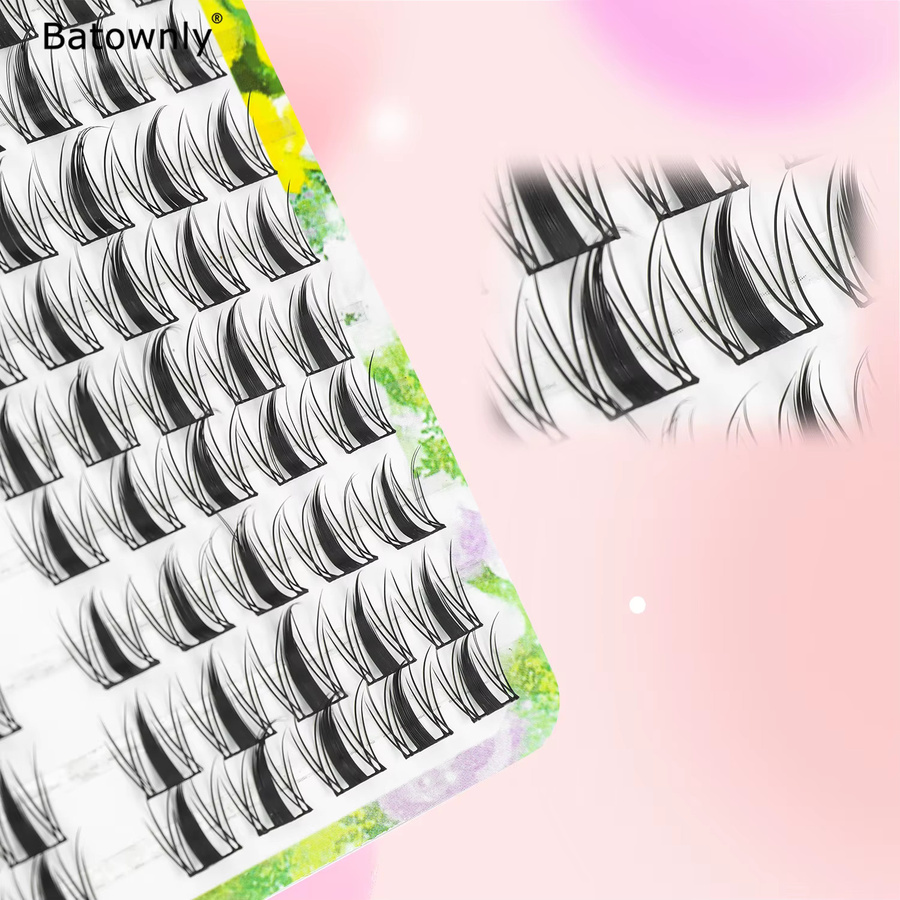 Batownly Manga-Style Cluster-Wimpern, 100 Stück, Schwarz, Unisex - Bild 2