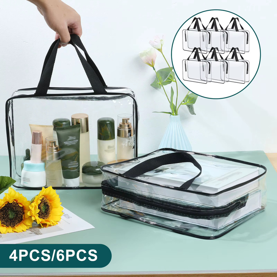 Willstar Make-up-Aufbewahrungsbeutel Set aus transparentem PVC, 4/6 Stück wasserdichte Organizer-Taschen mit Reißverschluss für Reisen und Haushalt, B/T/H: 30,0 x 22,0 x 10,0 cm - Bild 2