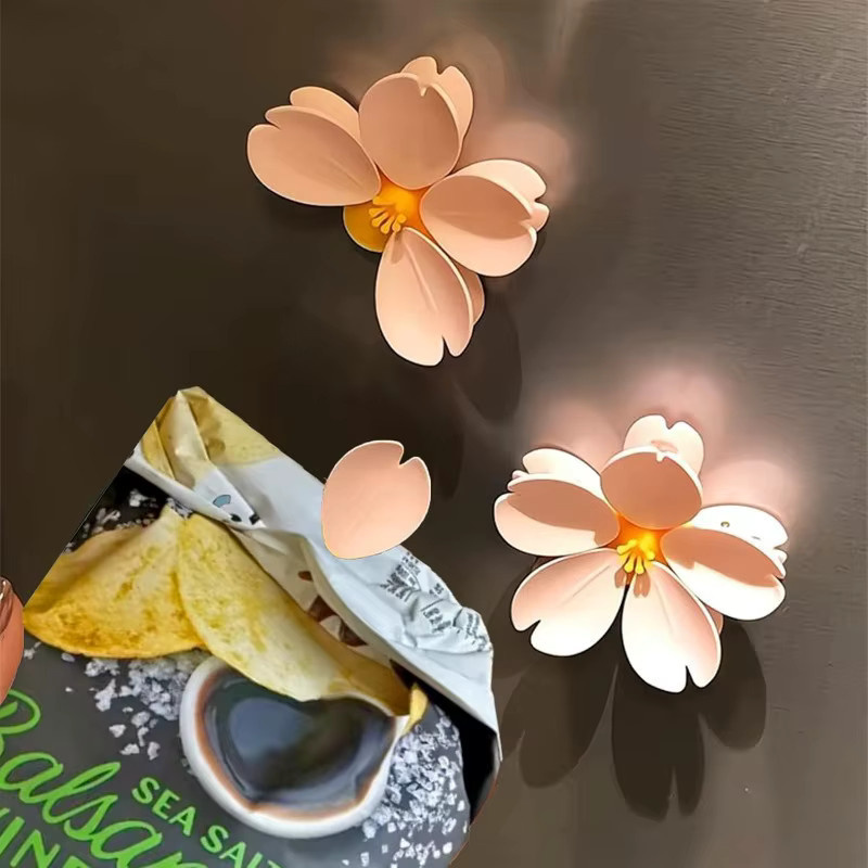 Sakura Magnetischer Kühlschrank-Verschlussclip in Pink als dekorativer Snacktüten-Verschluss und Magnet-Aufkleber aus Kunststoff - Bild 2