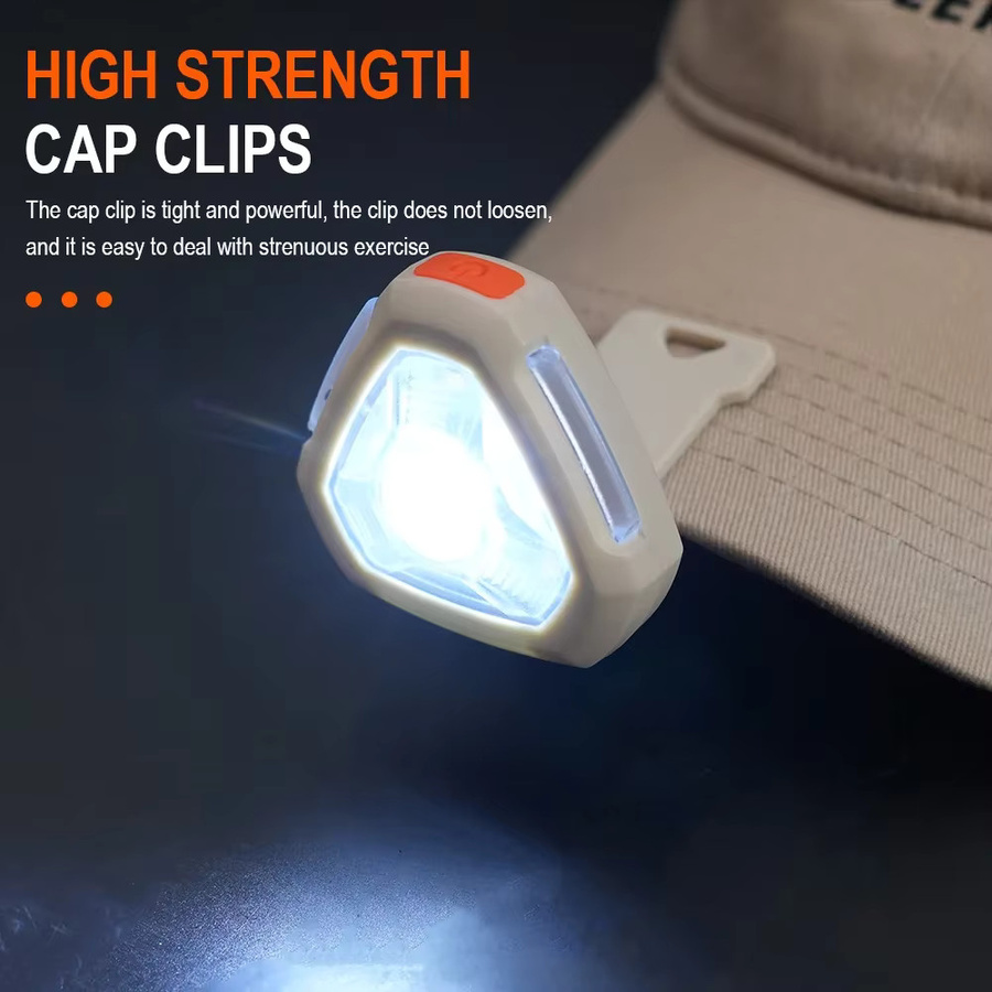 BORUiT LED-Stirnlampe mit Kappenclip, 300 Lumen, wiederaufladbar via USB Typ C, mit rotem Licht, wasserdicht, Weiß/Rot - Bild 2