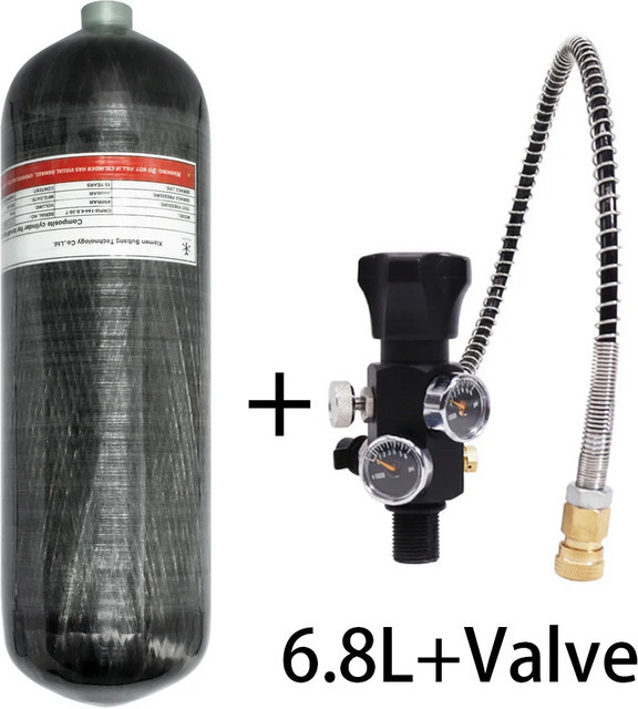 TUXING HPA Hochdruckzylinder aus Carbon mit Füllstation und Regelventil, 6,8 l, Schwarz - Bild 1