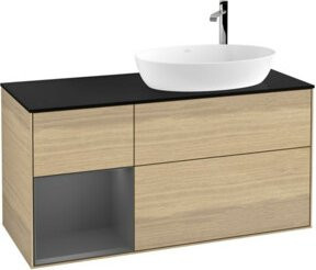 V&B Waschtischunterschrank Finion in Anthrazit mit Eichenoberfläche, Breite: 120 cm, Tiefe: 50,1 cm, Höhe: 50,1 cm - Bild 1