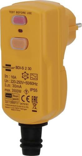 Brennenstuhl Personenschutz-Zwischenstecker PRCD 230 V BDI-S 2 30 Gelb IP55 - Bild 1