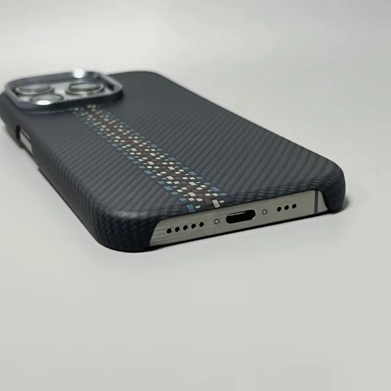 Ultradünne Hartfaser Handyhülle für Apple iPhone 13, 14, 15, 16, 17 Pro Max in Schwarz mit Anti-Drop-Schutz - Bild 3