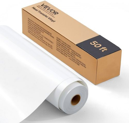 VEVOR HTV Transferfolie glänzend weiß, Bügelvinylrolle für Schneidemaschinen, Breite: 30,48 cm, Länge: 1524 cm - Bild 1
