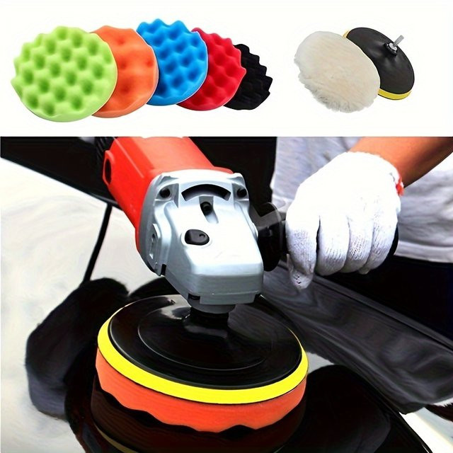 8-teiliges Set LouCnloin Auto-Polierscheiben mit selbstklebenden Polierpads und Schwämmen für Polieren und Wachsen, 4 Zoll und 5 Zoll, Mehrfarbig - Bild 1