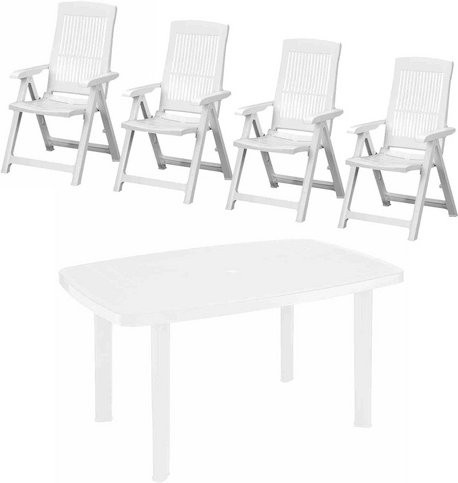 PROGARDEN Gartenmöbelset Tampa 5er-Set aus Kunststoff in Weiss - Bild 1