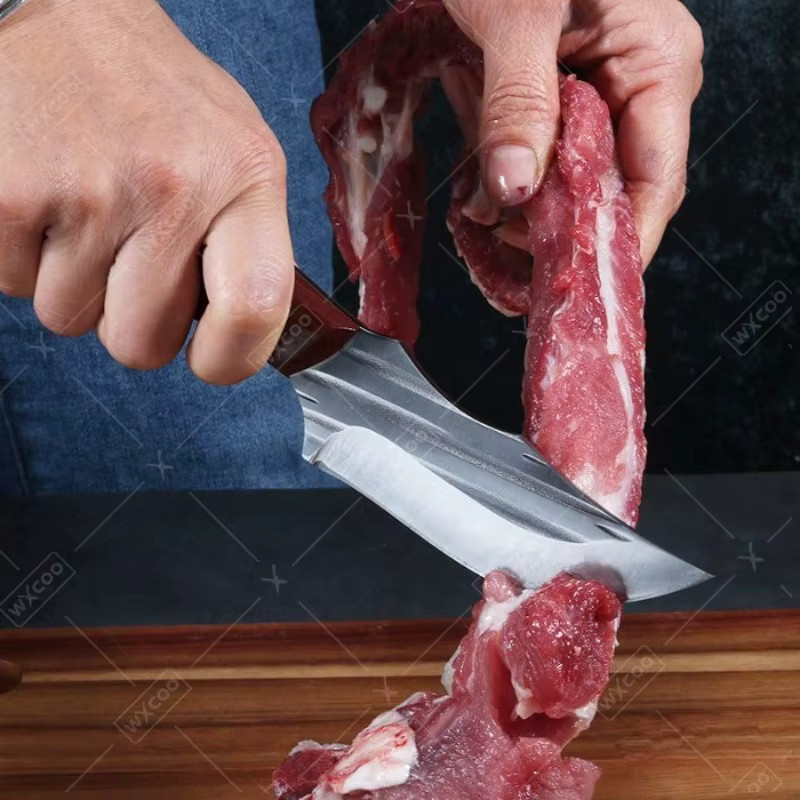 WXCOO Handgeschmiedetes Küchenmesser mit Holzgriff als Fleisch-, Fisch- und Gemüsehackmesser - Bild 5