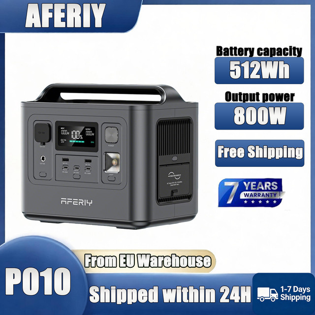 AFERIY P010 Tragbare Powerstation mit 800W und 512Wh LiFePO4 Akku, Grau, Outdoor-Generator mit 8 Ausgängen - Bild 1