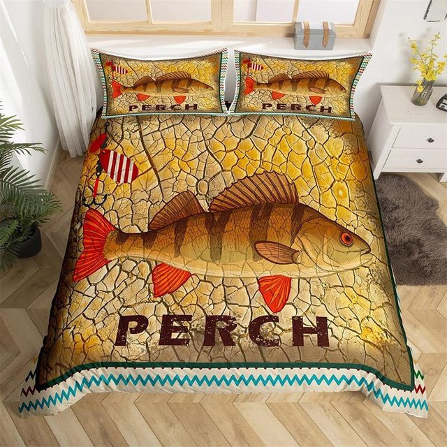 Fishing King Bettwäsche-Set aus Mikrofaser mit Angel- und Naturmotiv, 3-teilig, Mehrfarbig, B/H: 200 x 200 cm, Kissen: 50 x 70 cm - Bild 1